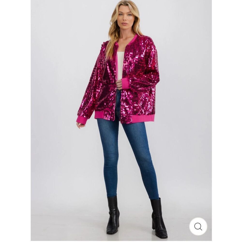 Sequin Embellished Bomber Jacket NWT - image 3